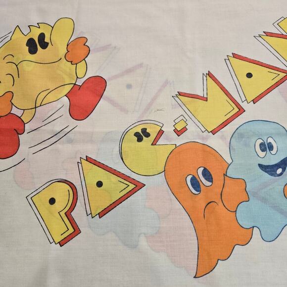 Vintage Pac-Man Single Standard Pillowcase Bally Midway Dan River Made in USA - Picture 3 of 12